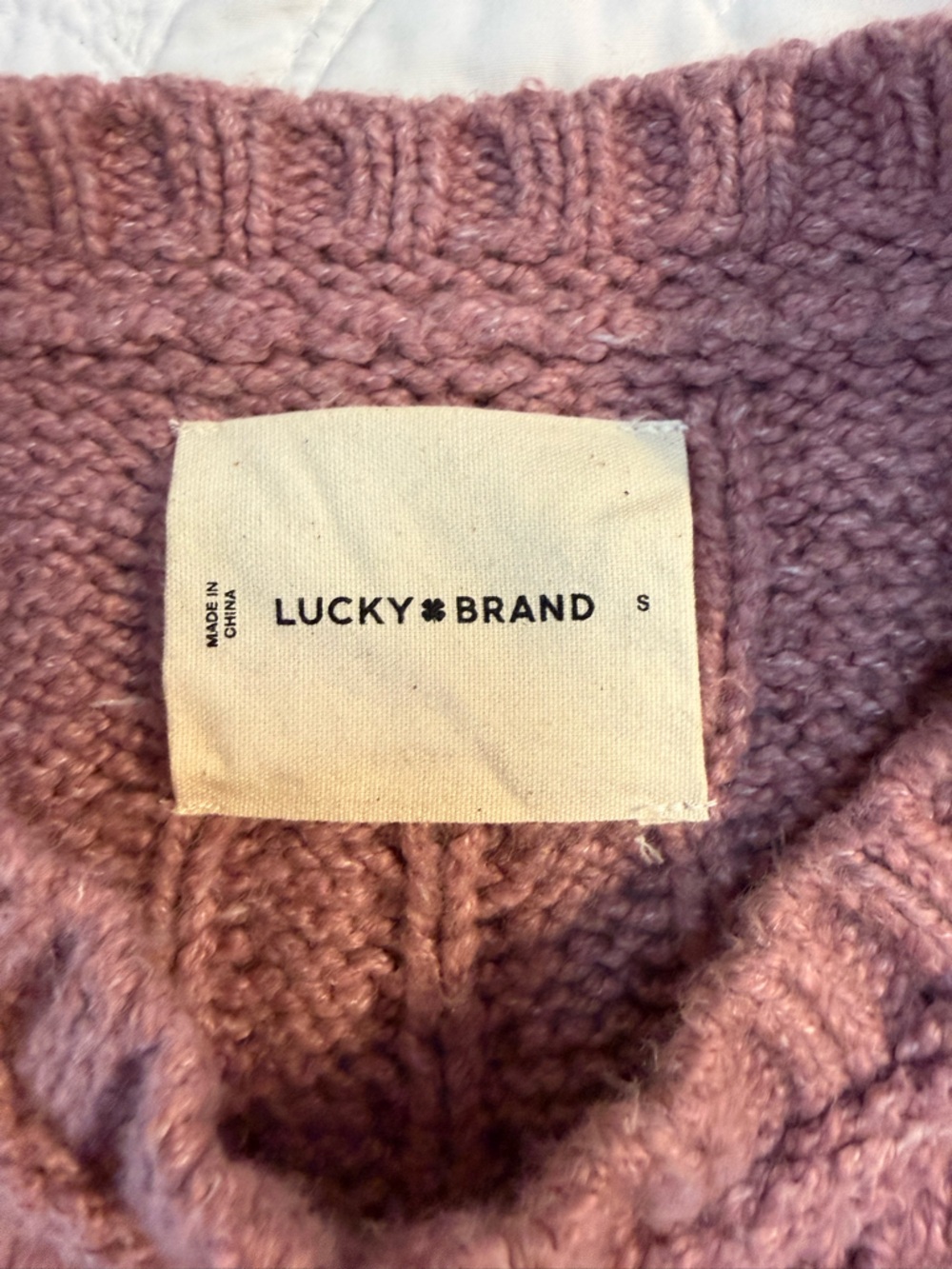 Lucky Brand Crew Neck Cable Knit Sweater in Dusty Rose - Picture 2 of 4